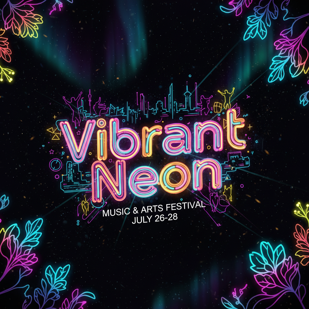Vibrant event poster design with bold typography and colorful graphics