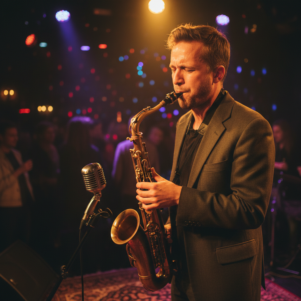 Musician performing in jazz club