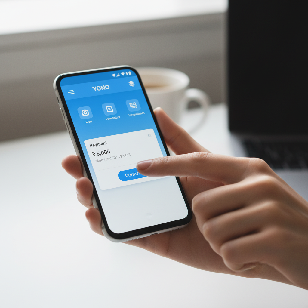 Person holding smartphone showing mobile payment app with financial data on bright screen