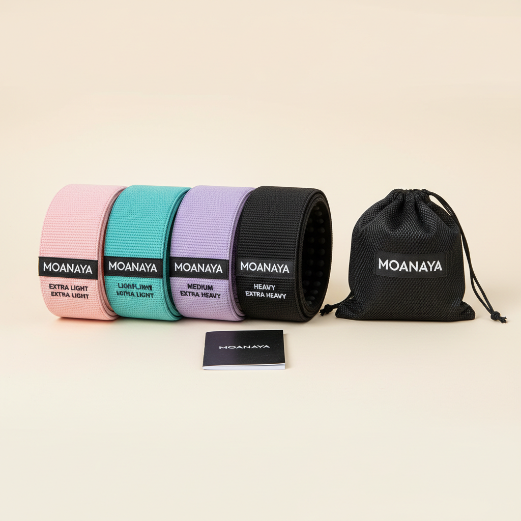Colorful resistance bands set on white background with clean product photography
