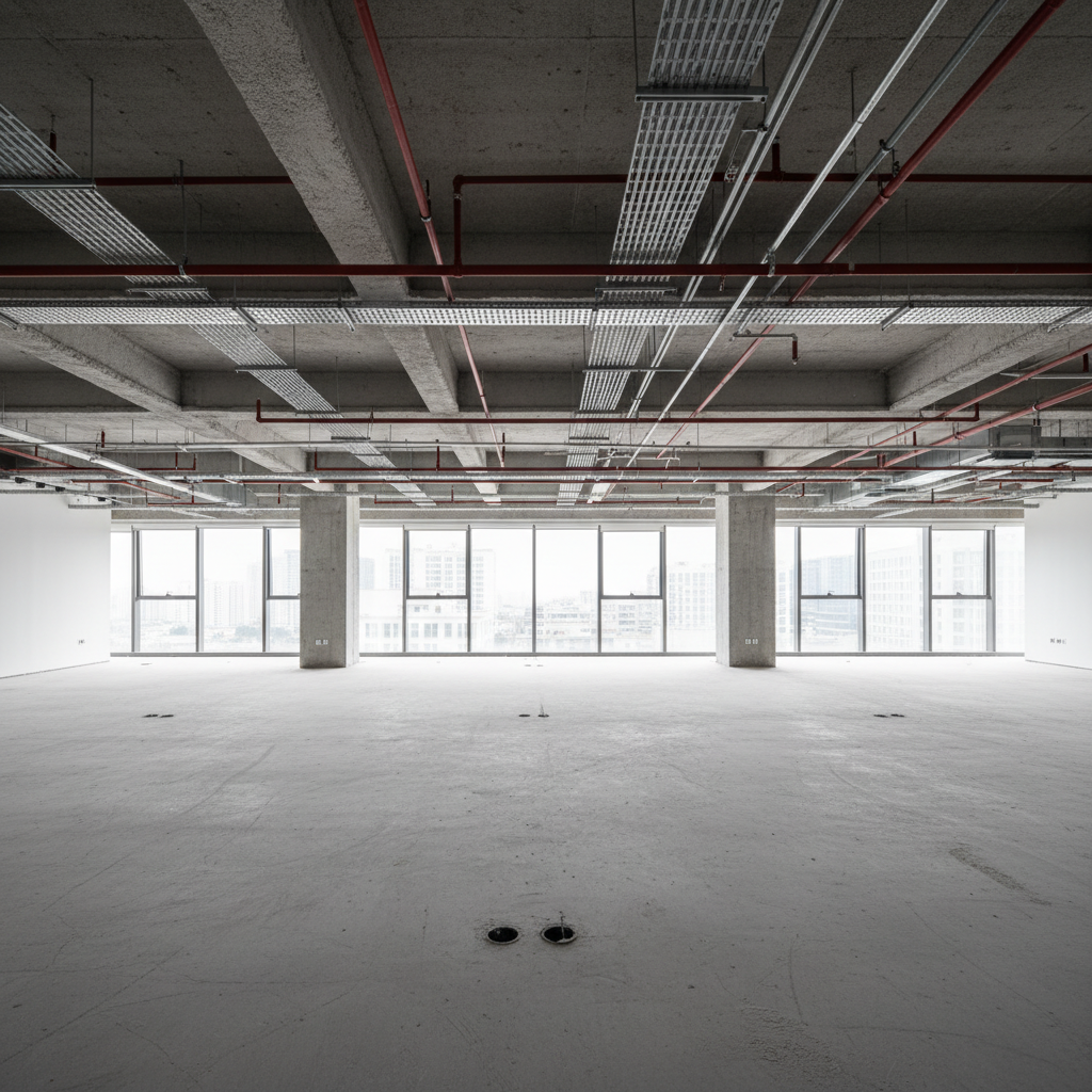Empty corporate office space before interior design renovation in New Baneshwor