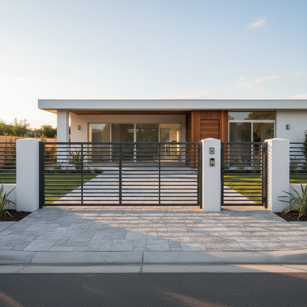 Maison de plain-pied avec terrasse et portail sécurisé