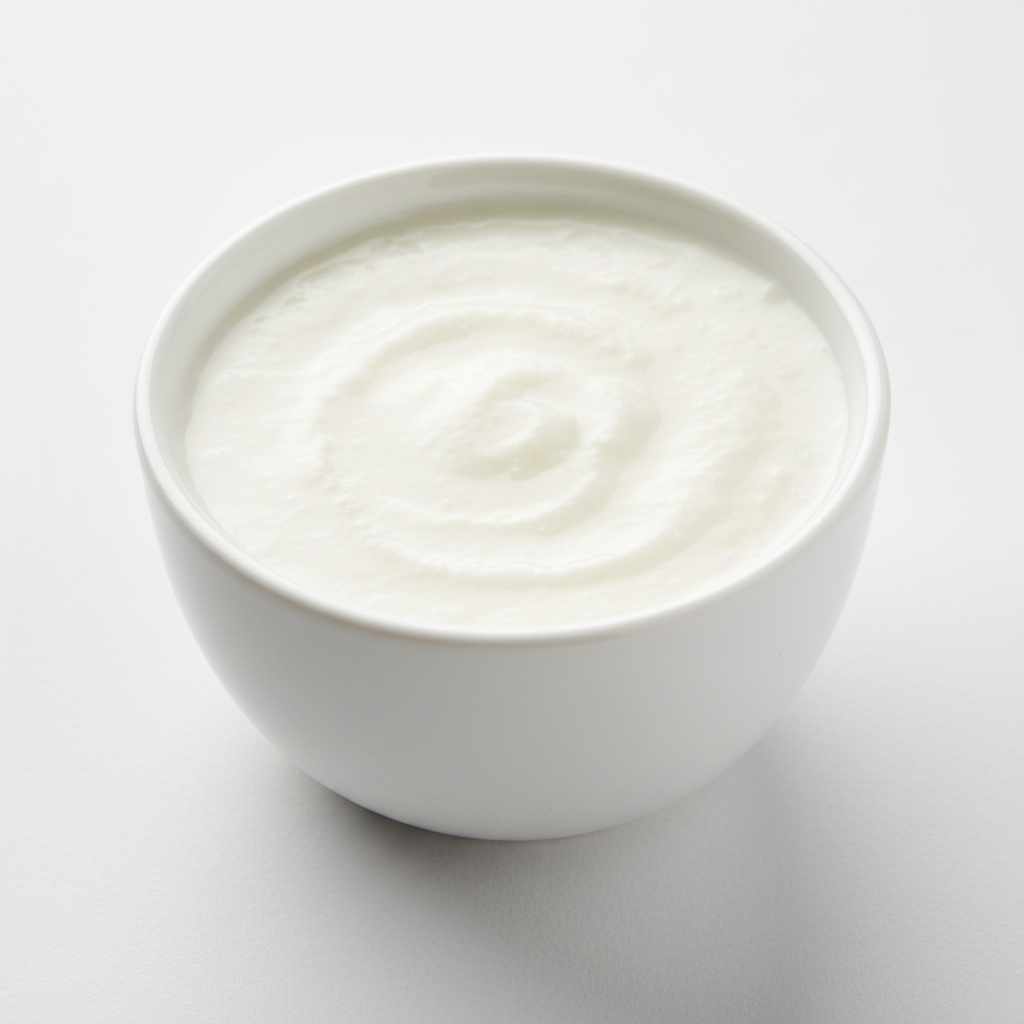 Fresh white yogurt curd in bowl with clean background