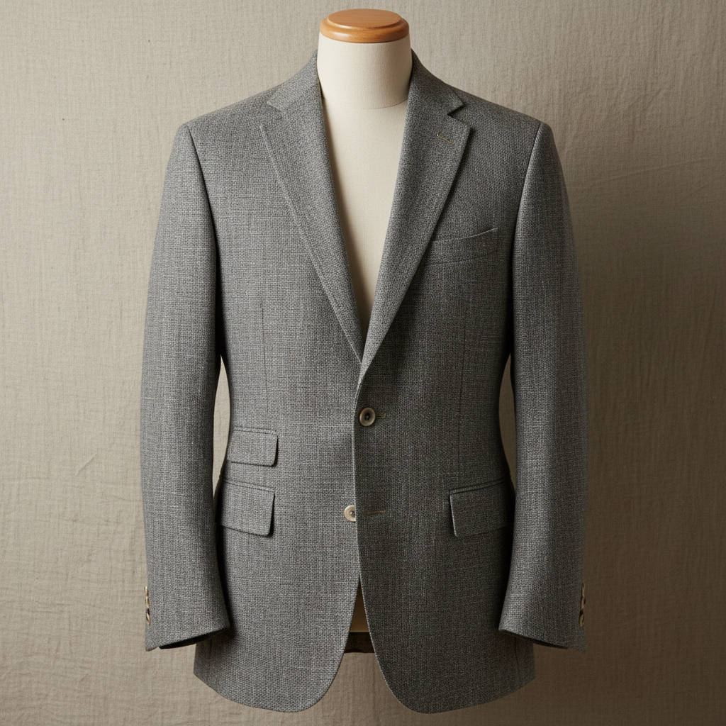 Black crop blazer on minimal background, tailored cut, product shot
