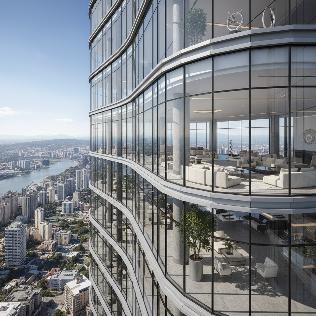 Ultra-luxury penthouse tower with panoramic city views and sky lounge at DLF The Arbour