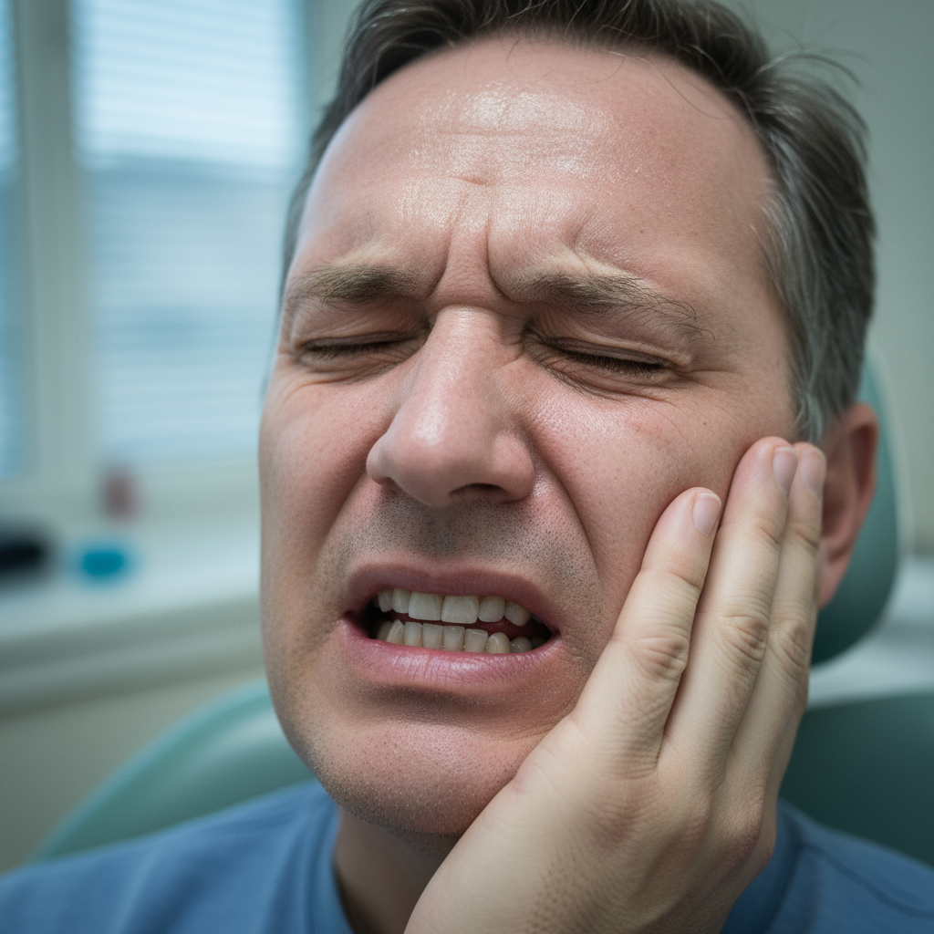 Patient smiling after successful emergency dental treatment