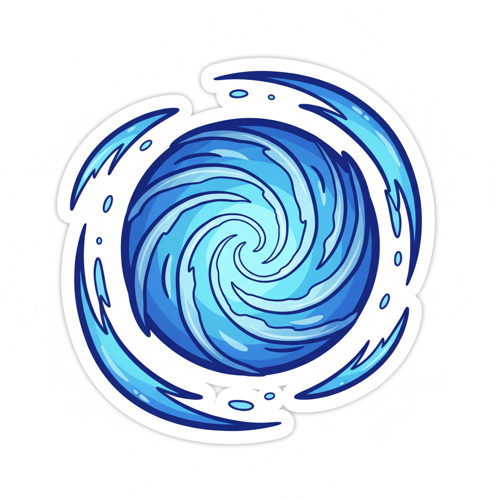 Water breathing technique visualization with flowing blue energy around a swordsman on a bridge