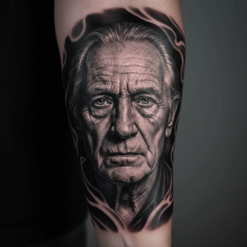 Tattoo artist portfolio gallery showing detailed blackwork and colour pieces