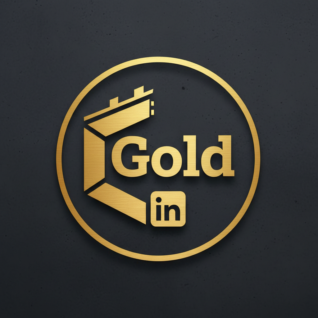 Gold LinkedIn icon representing personal branding for construction leaders