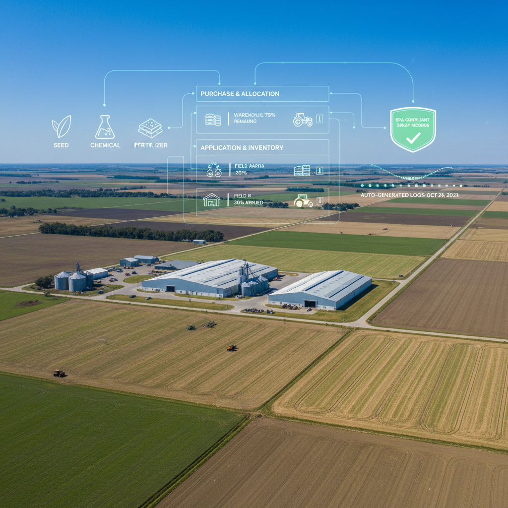 Drone flying over agricultural field with data overlay visualization