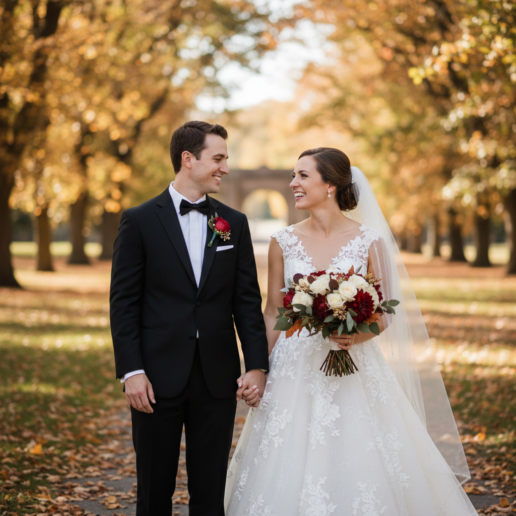 Priya and Daniel Okonkwo, a couple who were married at Vow in November 2025