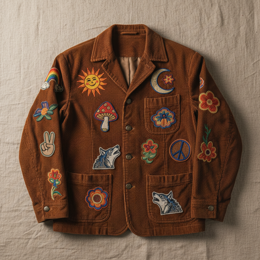 Vintage corduroy jacket with embroidered patches