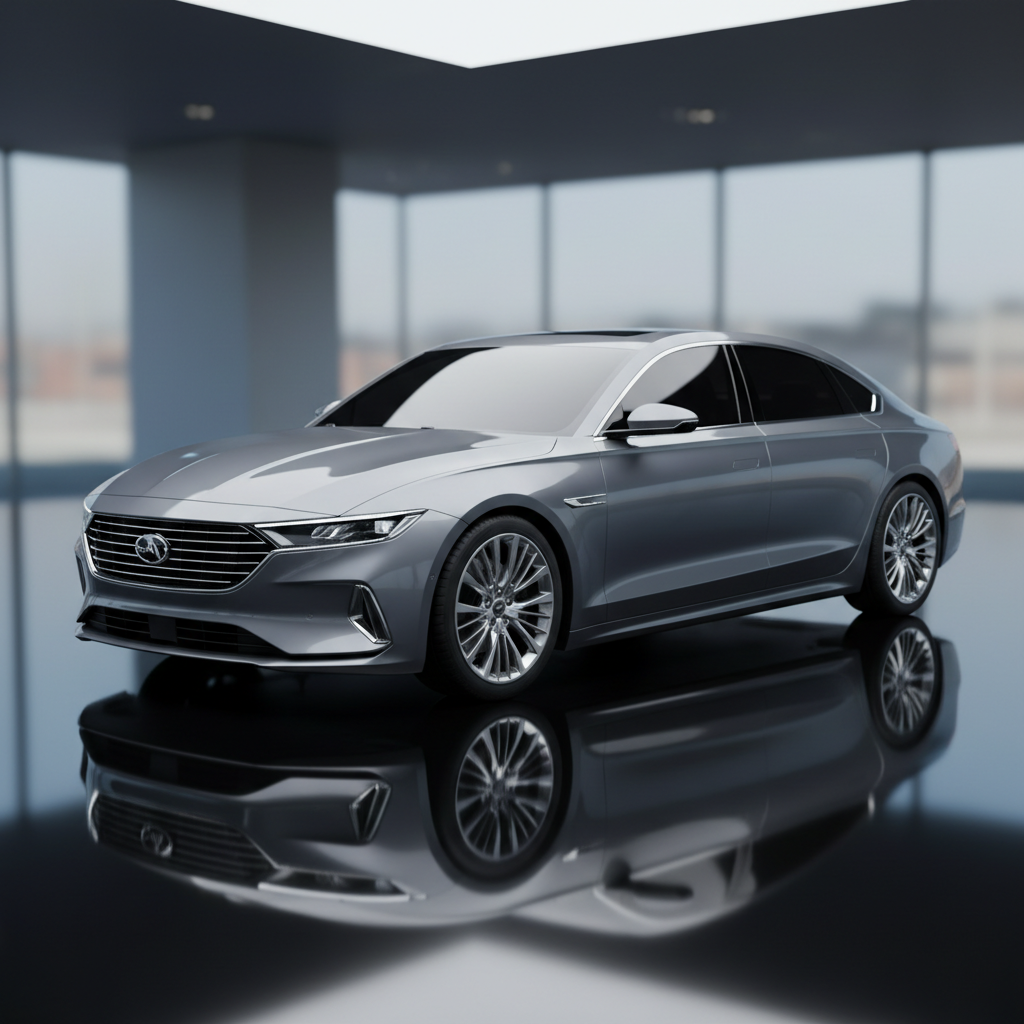 Polished dark sedan parked outdoors with a clean reflective finish