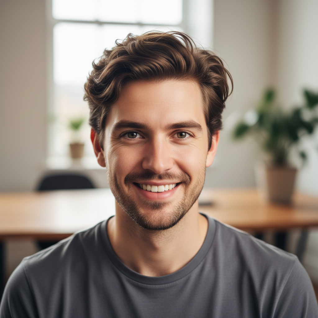 Dev with dark hair and beard