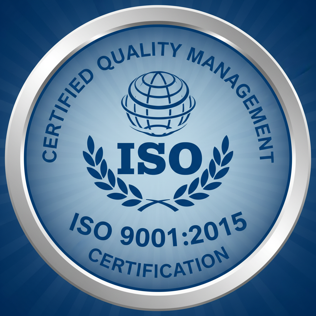 ISO 9001:2015 quality management system certificate with international accreditation seal