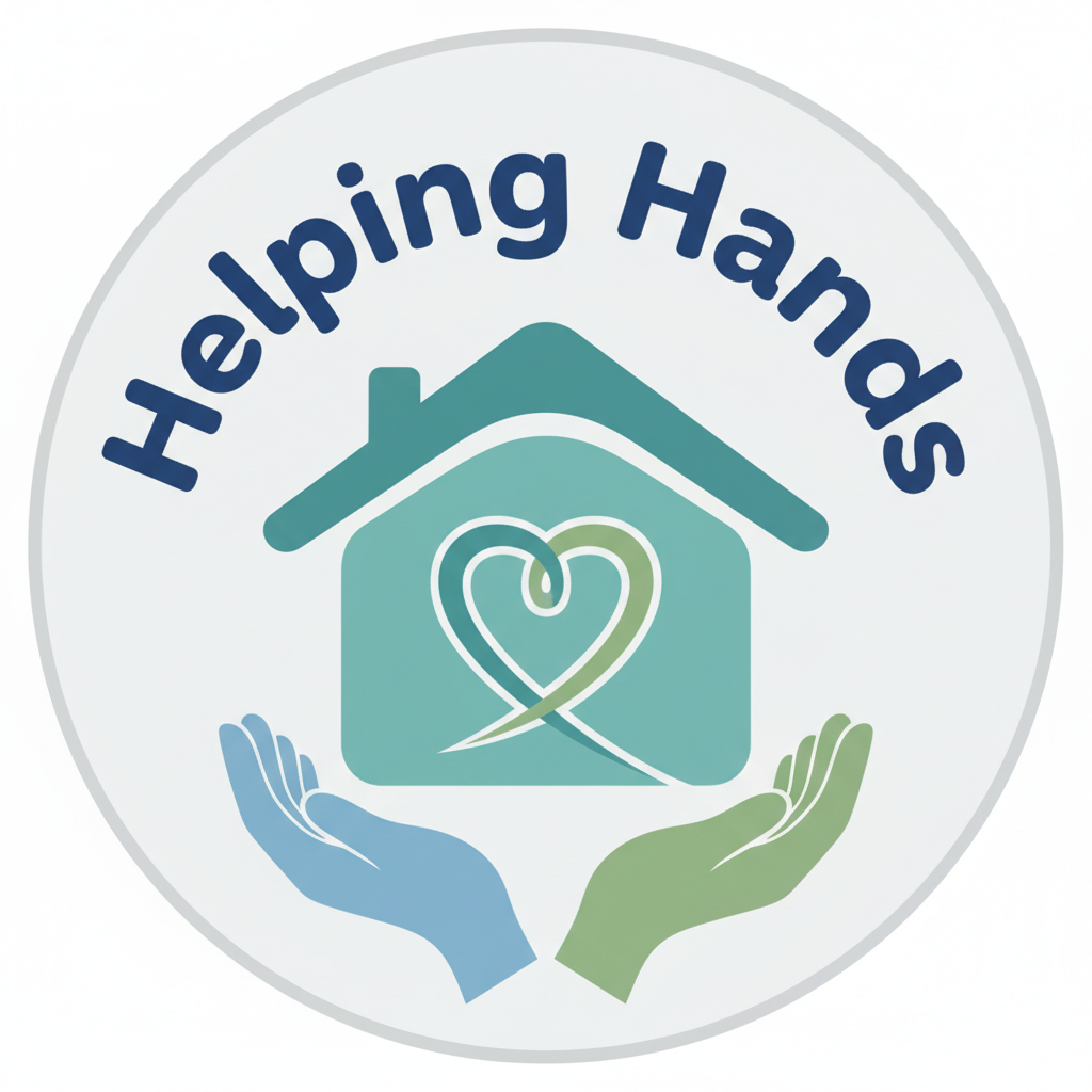 Helping Hands logo — teal house with heart symbol