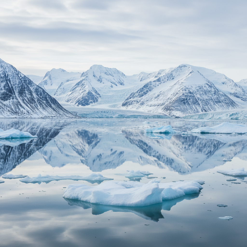 Arctic fjord reflection