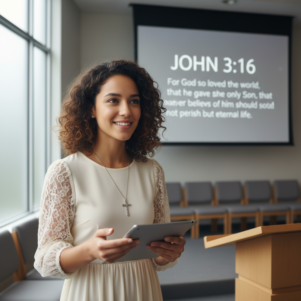 Portrait of youth pastor in relaxed setting, bright natural light, friendly expression