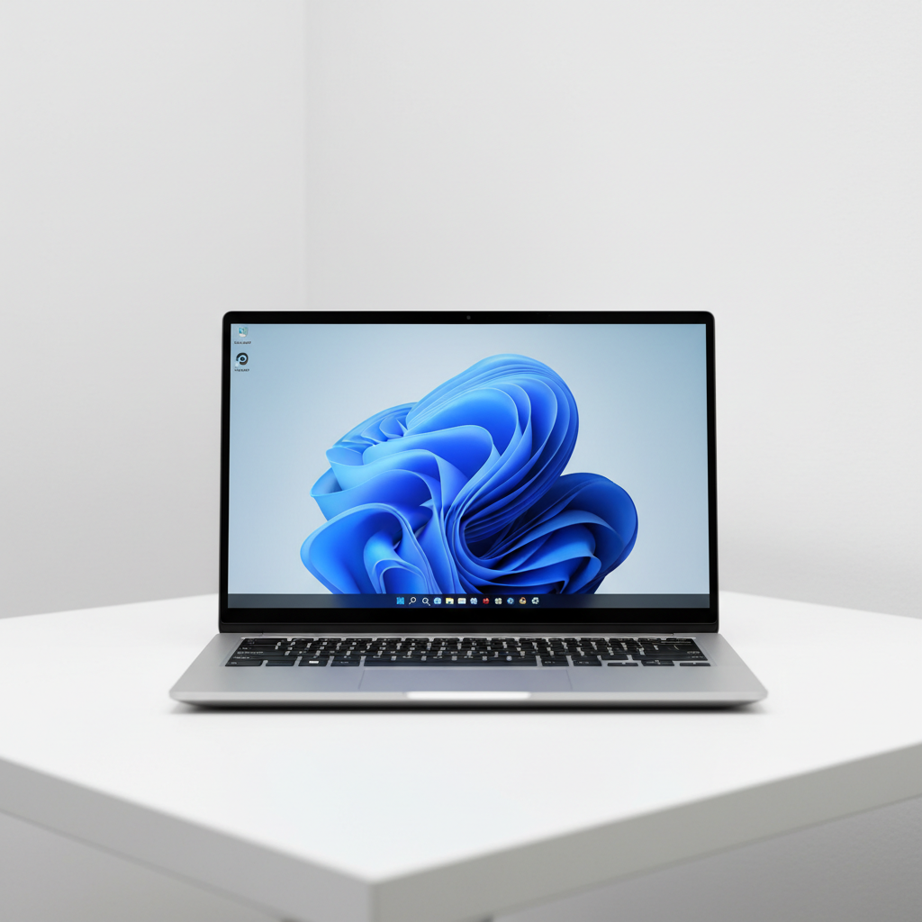Dell XPS 13 ultrabook, compact premium laptop with slim bezels on white surface