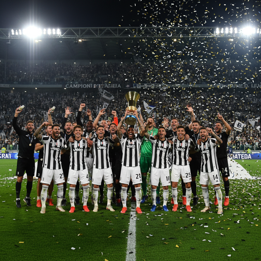 Black and white striped Juventus football jersey product shot, Serie A club kit, clean sportswear photo