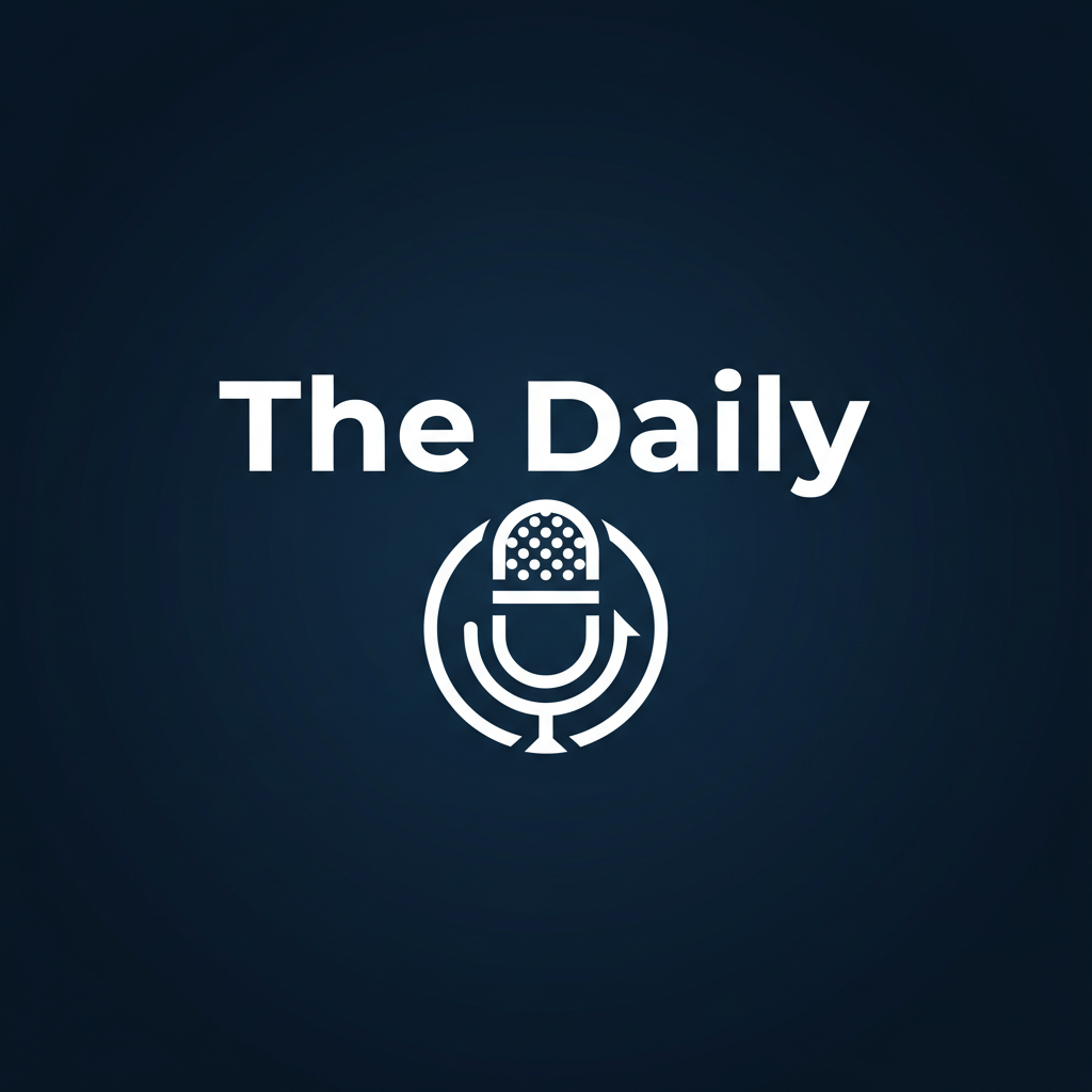 Blue microphone on dark background representing The Daily podcast