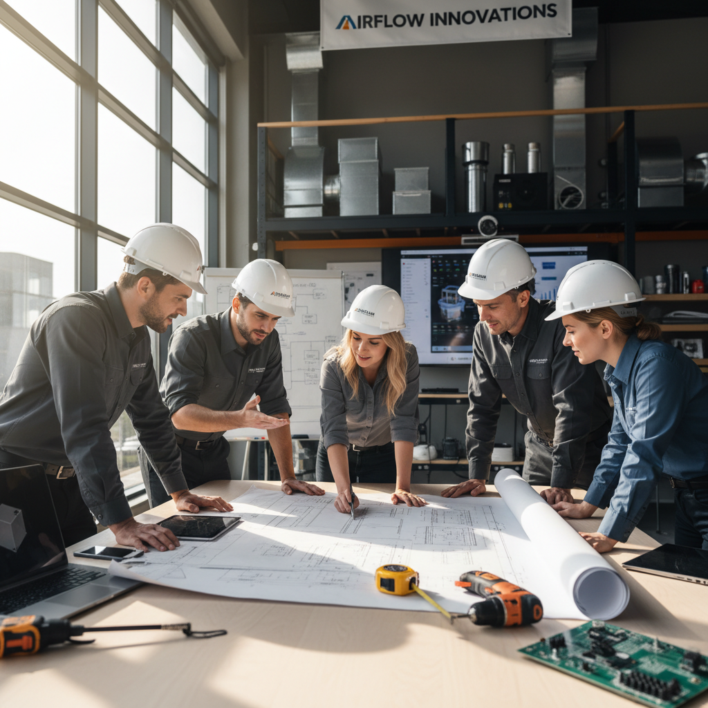 Dr. Fatima Al-Rashid, Senior HVAC Design Engineer at FrostAir, working on advanced climate control system blueprints