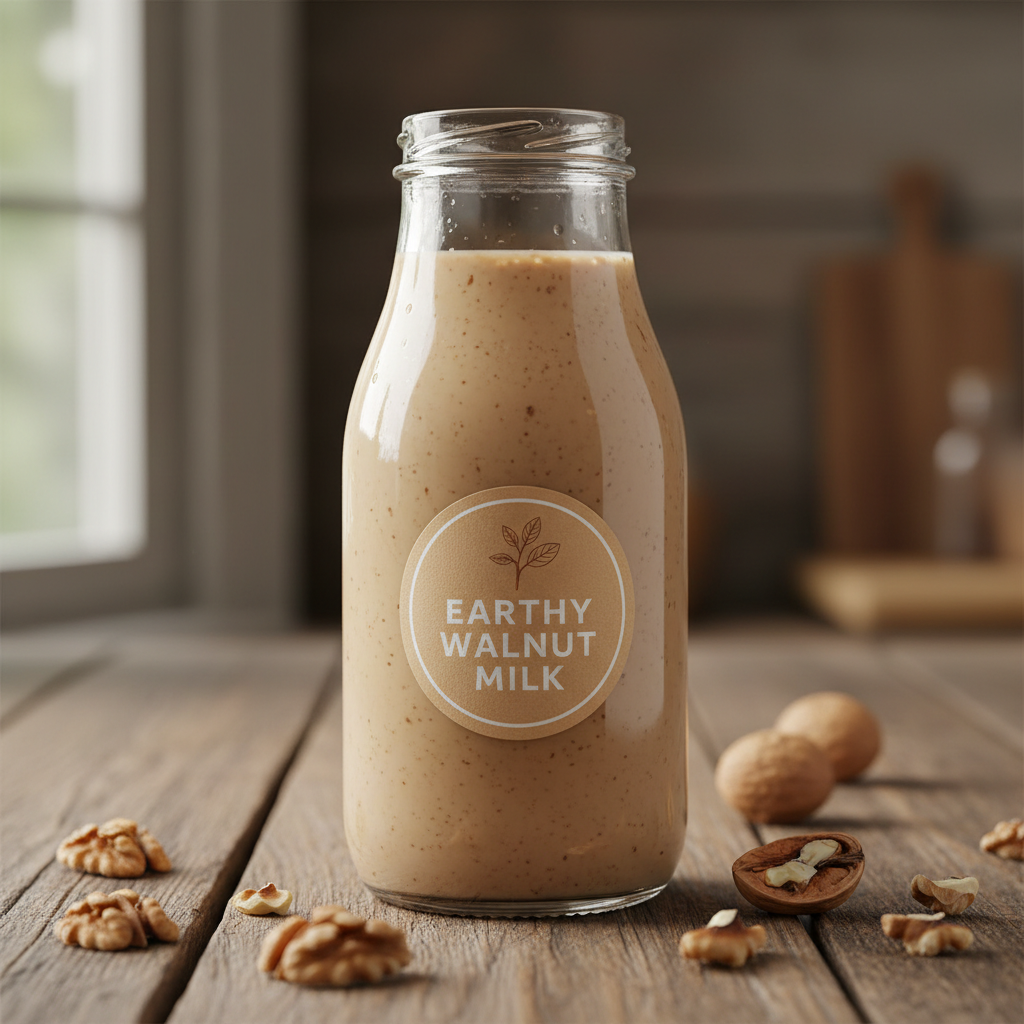 Walnut Milk — vibrant, fresh juice in a glass, bright natural lighting