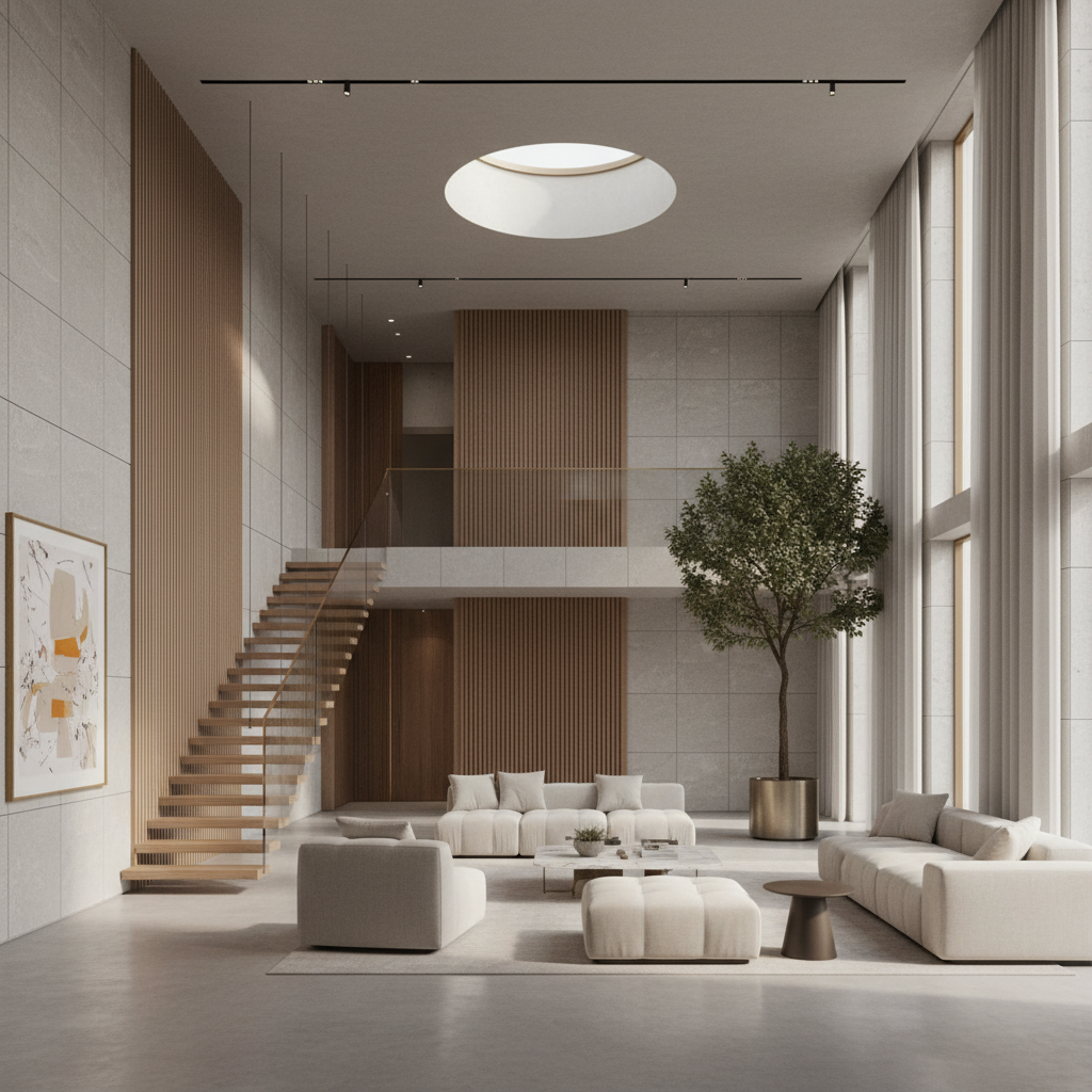 Prestige Studio interior showing considered architectural design with natural light, refined materials and spatial proportion that transcends decorative trends