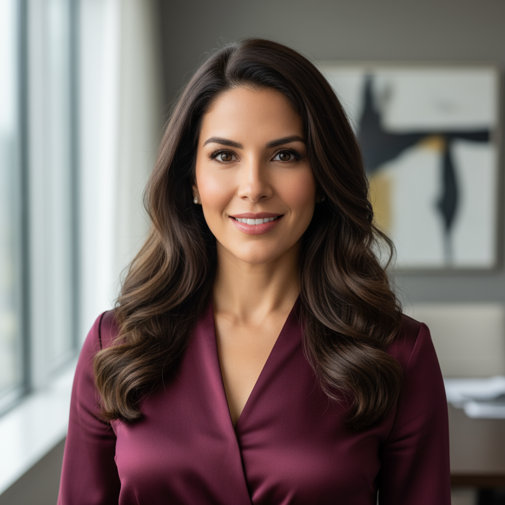 Portrait of Sofia Andrade, Latina woman fashion blogger with bright natural light