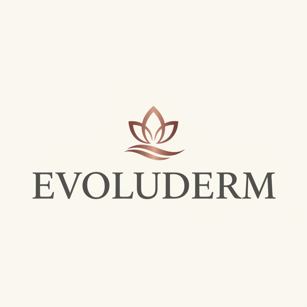 Evoluderm French beauty brand website — clean white background, European cosmetic brand, bright commercial photography