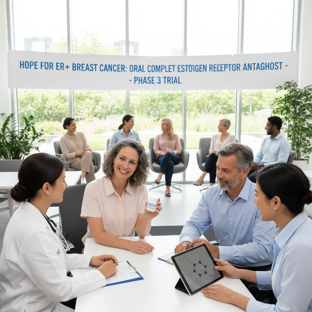 ER-positive breast cancer oral complete estrogen receptor antagonist Phase 3 trial with treatment