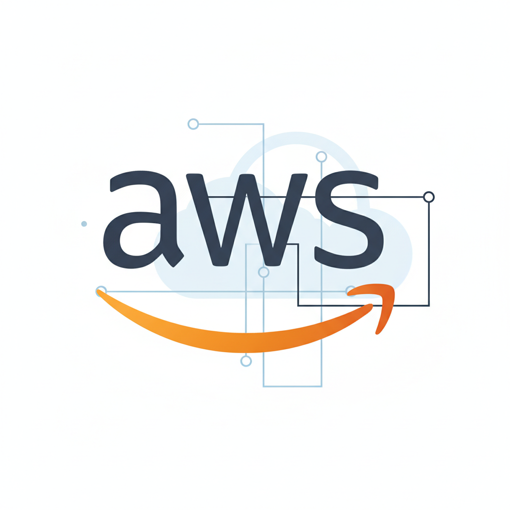 AWS logo - orange smile arrow with black text