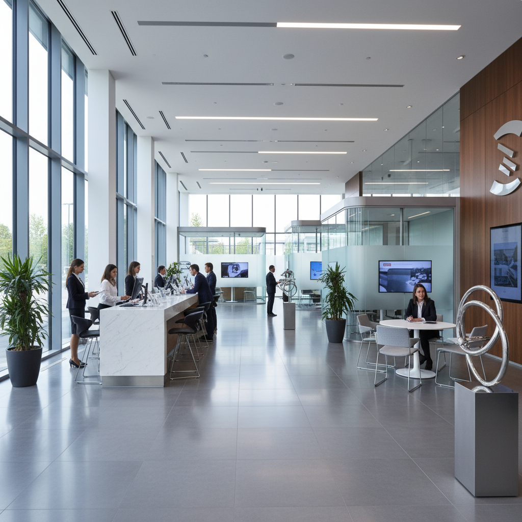 HDFC Bank branch with modern interior and customer service counters