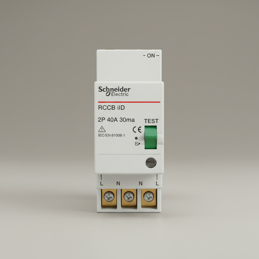 Electrical safety switch RCCB device on white background