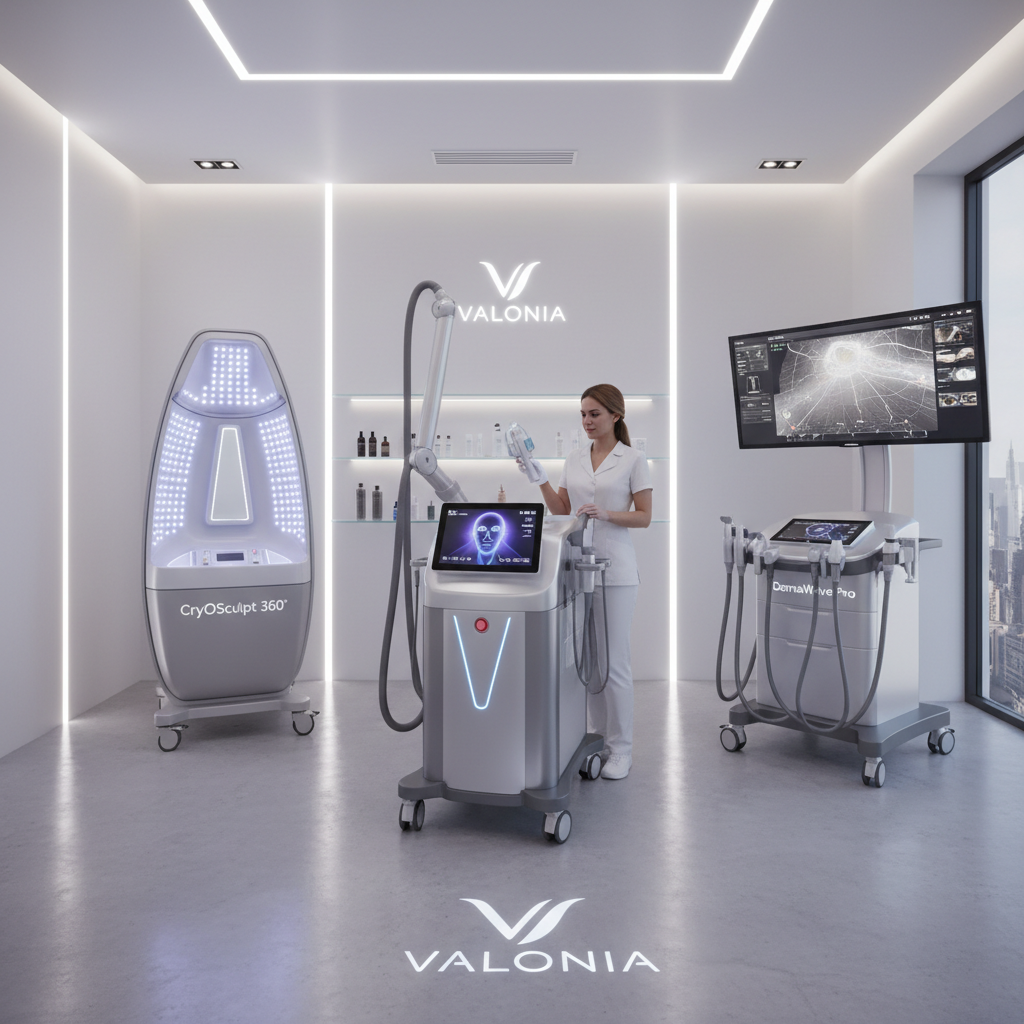 Advanced laser skin tightening treatment being performed in a high-end aesthetic clinic with modern equipment