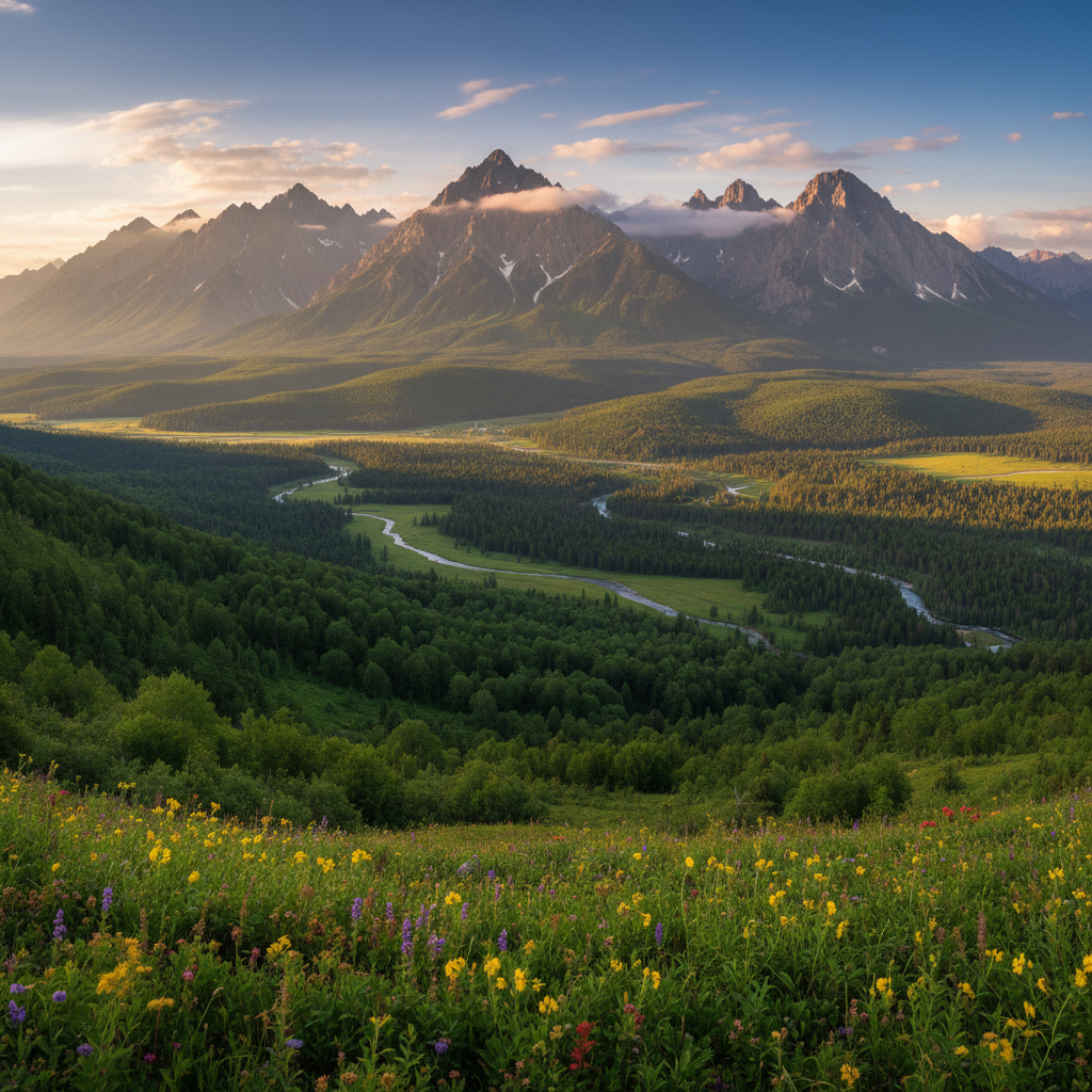 Cinematic wide shot of vast natural landscape used in prestige drama production