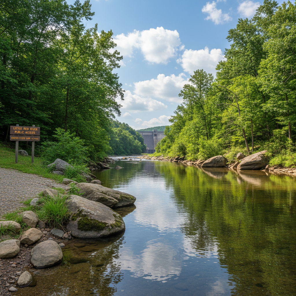 Little Red River access point near Greers Ferry Dam in Heber Springs Arkansas