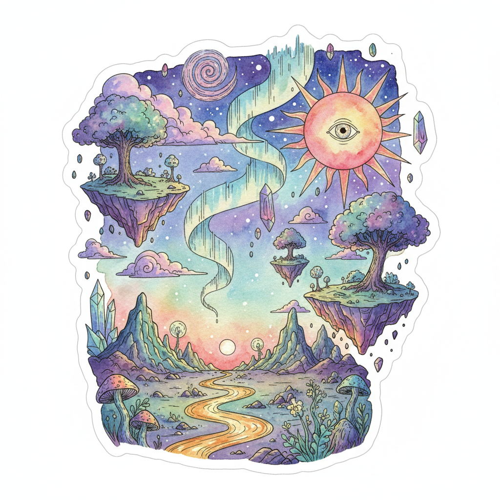 Stunning AI-generated fantasy landscape with vivid colors and surreal architecture