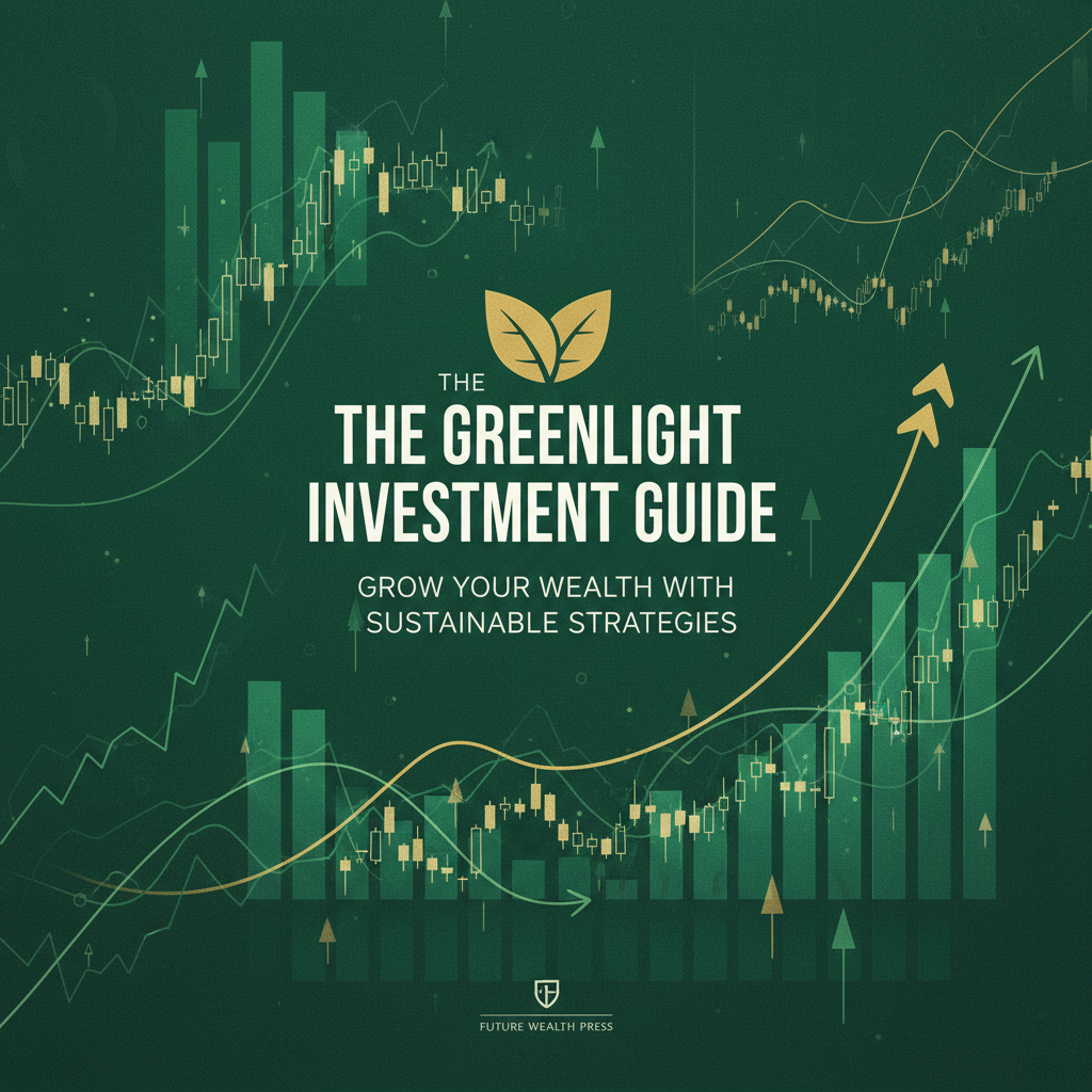 Open investment guide book with stock charts and financial graphs on bright white desk in clean office setting
