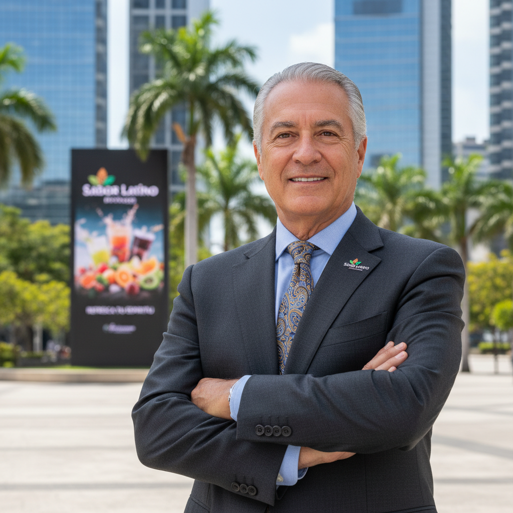 Senior business executive in suit smiling confidently in corporate setting