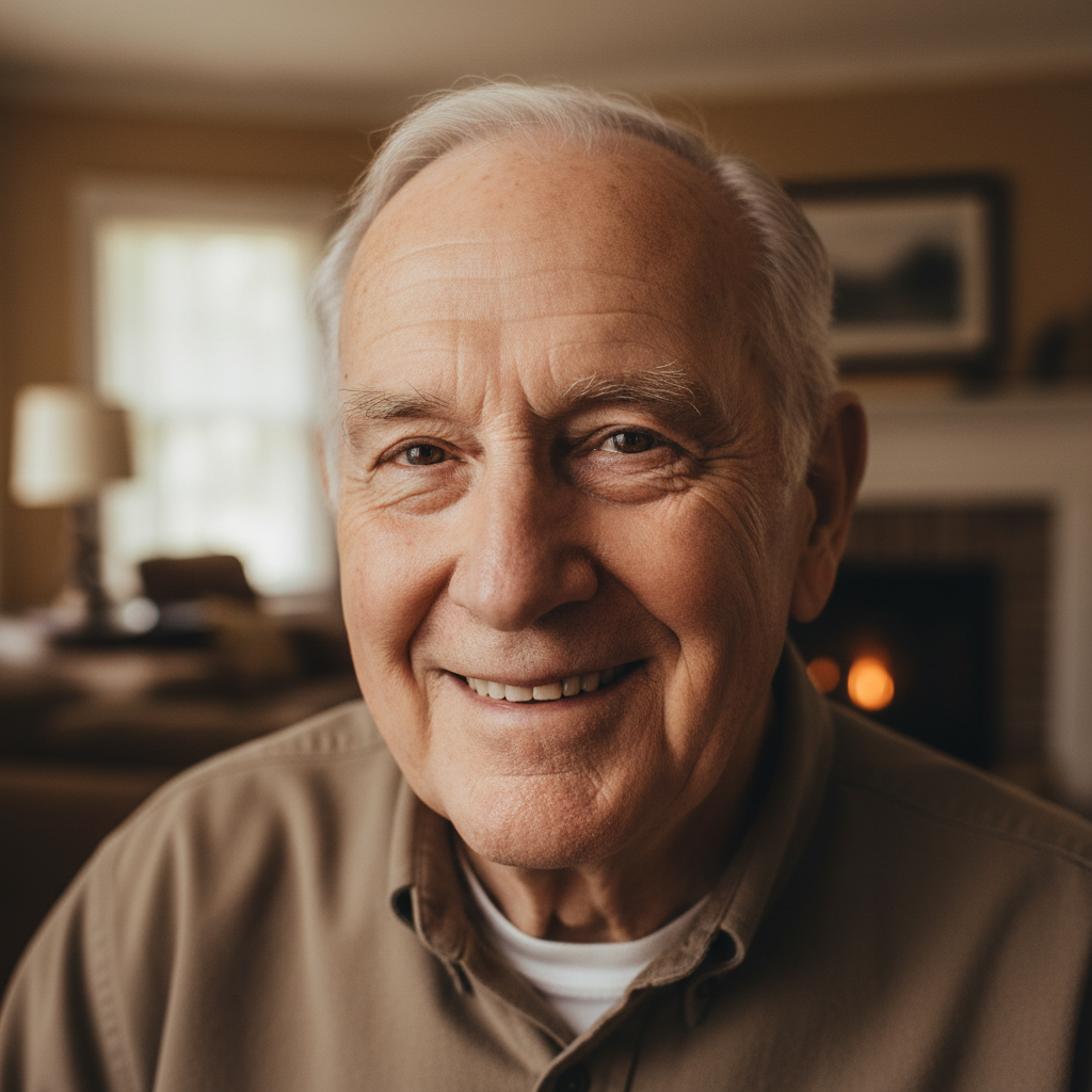 Older man with gentle eyes and warm smile