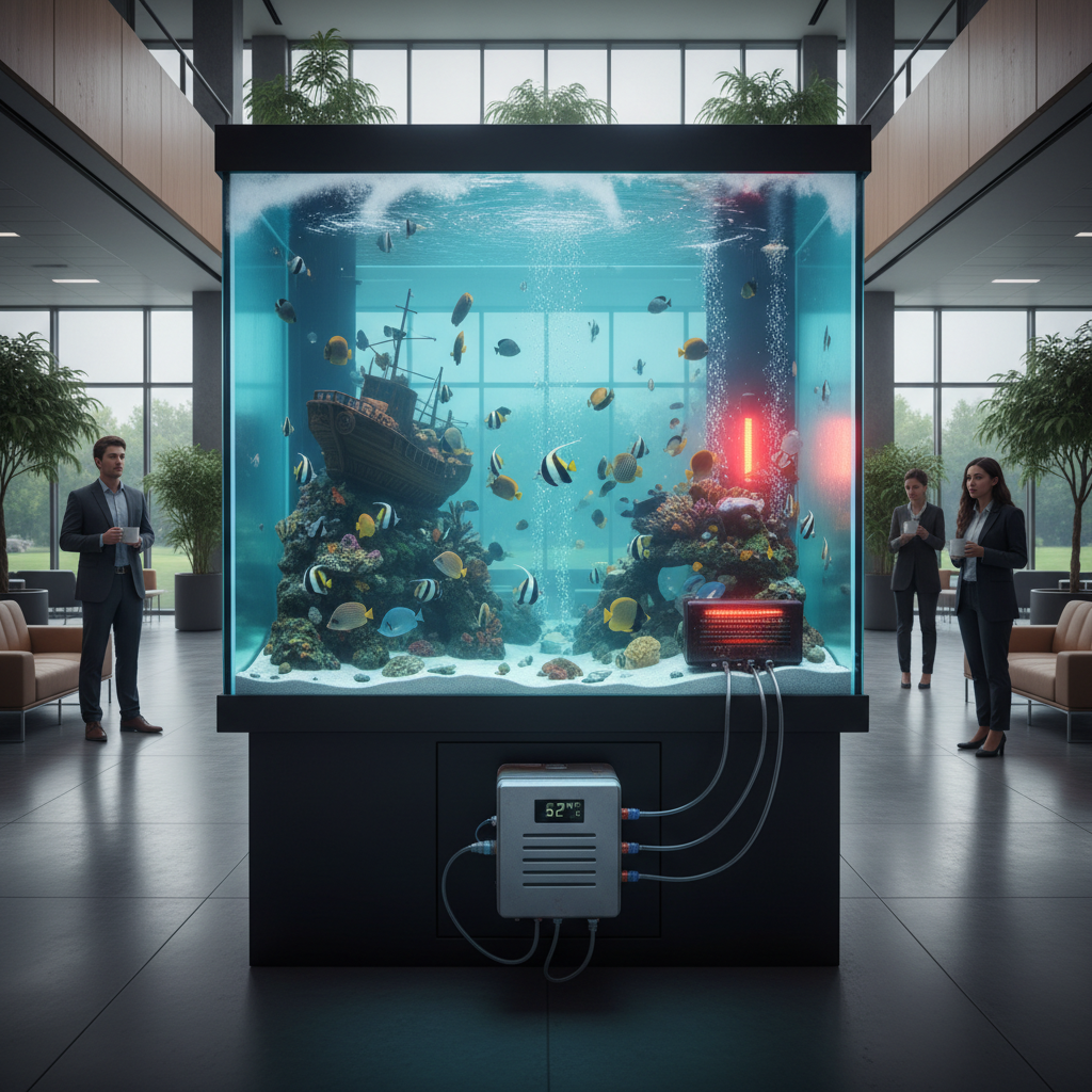 Office park aquarium with undersized heating equipment