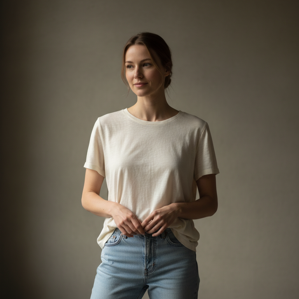 Woman before treatment, natural appearance in neutral lighting