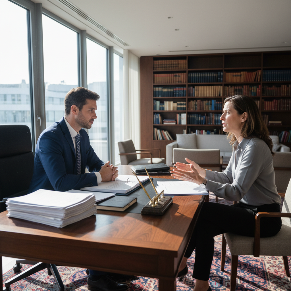Maître Vincent Gordier en consultation avec un client dans son cabinet notarial de Saint-Nazaire