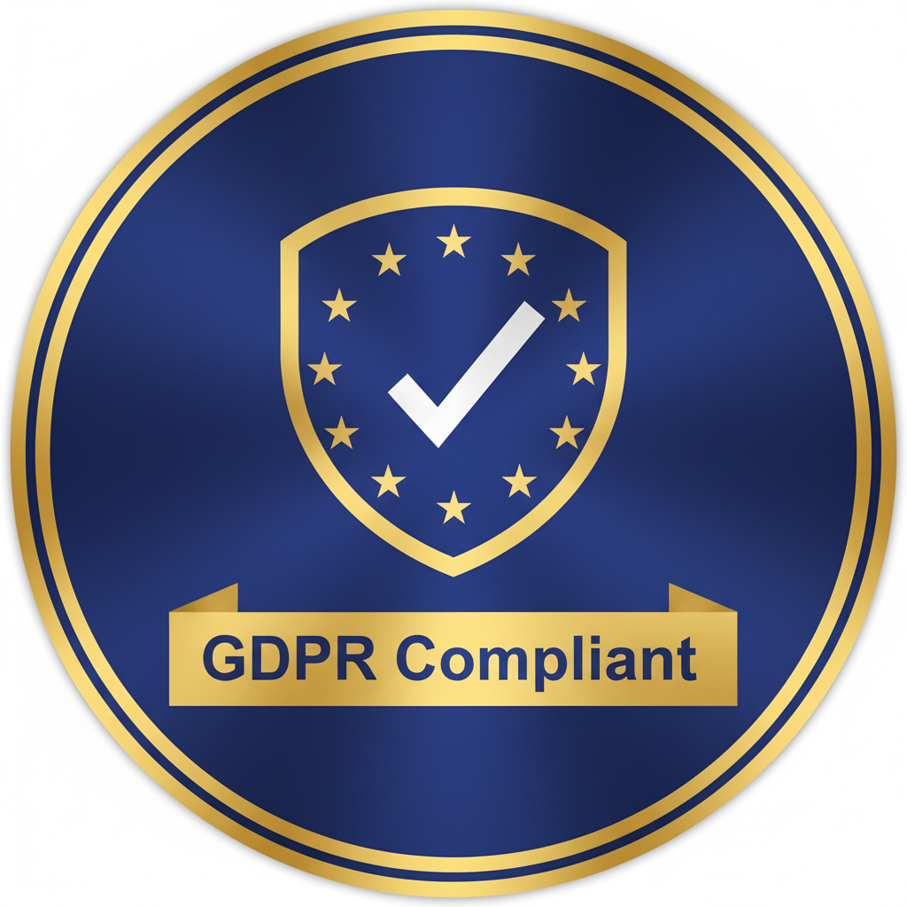 GDPR compliance badge with EU flag colors