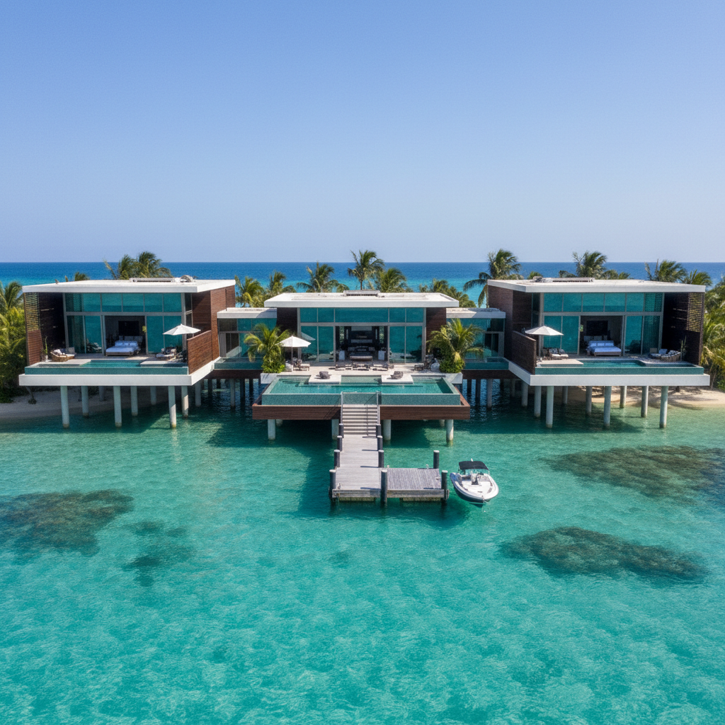 Ultra-luxury island villa with private jetty and panoramic sea views