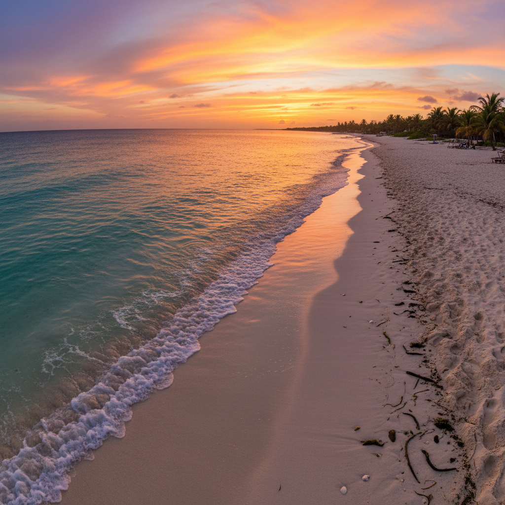 Puerto Aventuras, Quintana Roo — Caribbean coastline at sunset