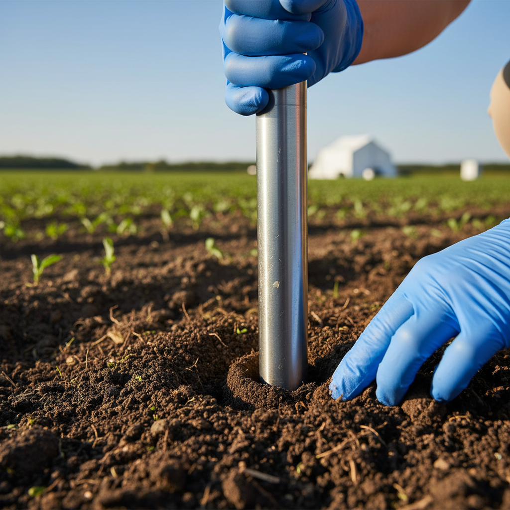 Tomás Reyes, Soil Scientist, holding a soil core sample in the South Side wetland corridor
