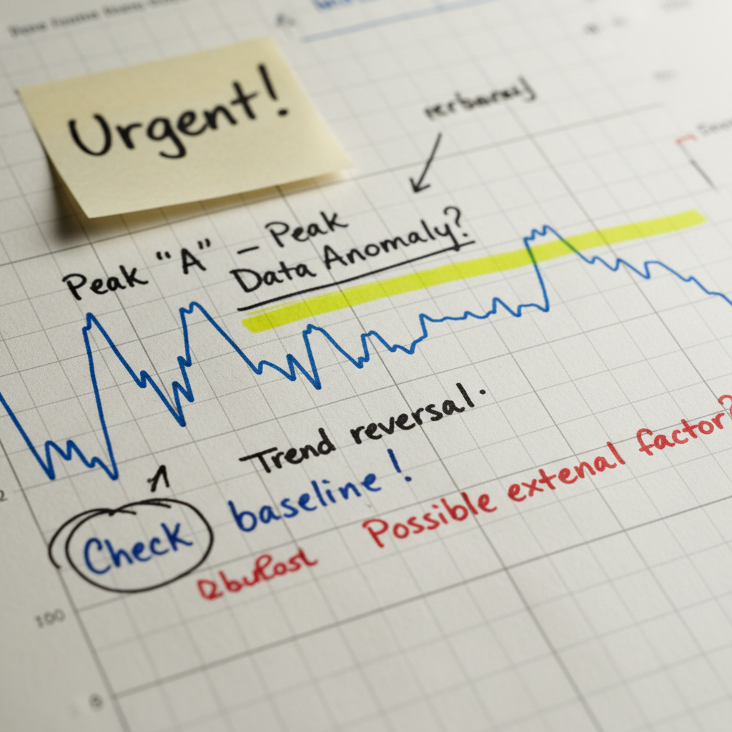Close-up of chart annotations with handwritten notes