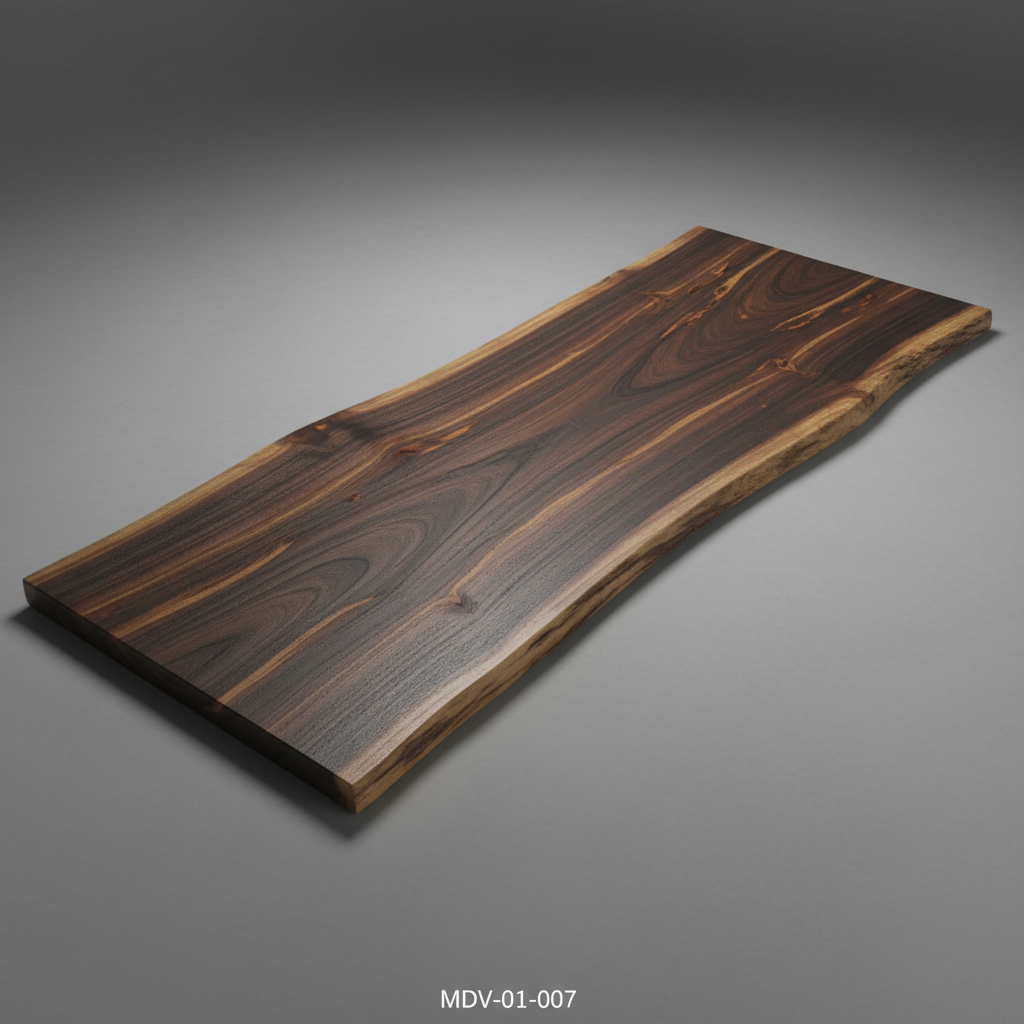 Slab samán oscuro MVZ-01-007 - tablón de madera tropical con veta oscura para mueble exclusivo